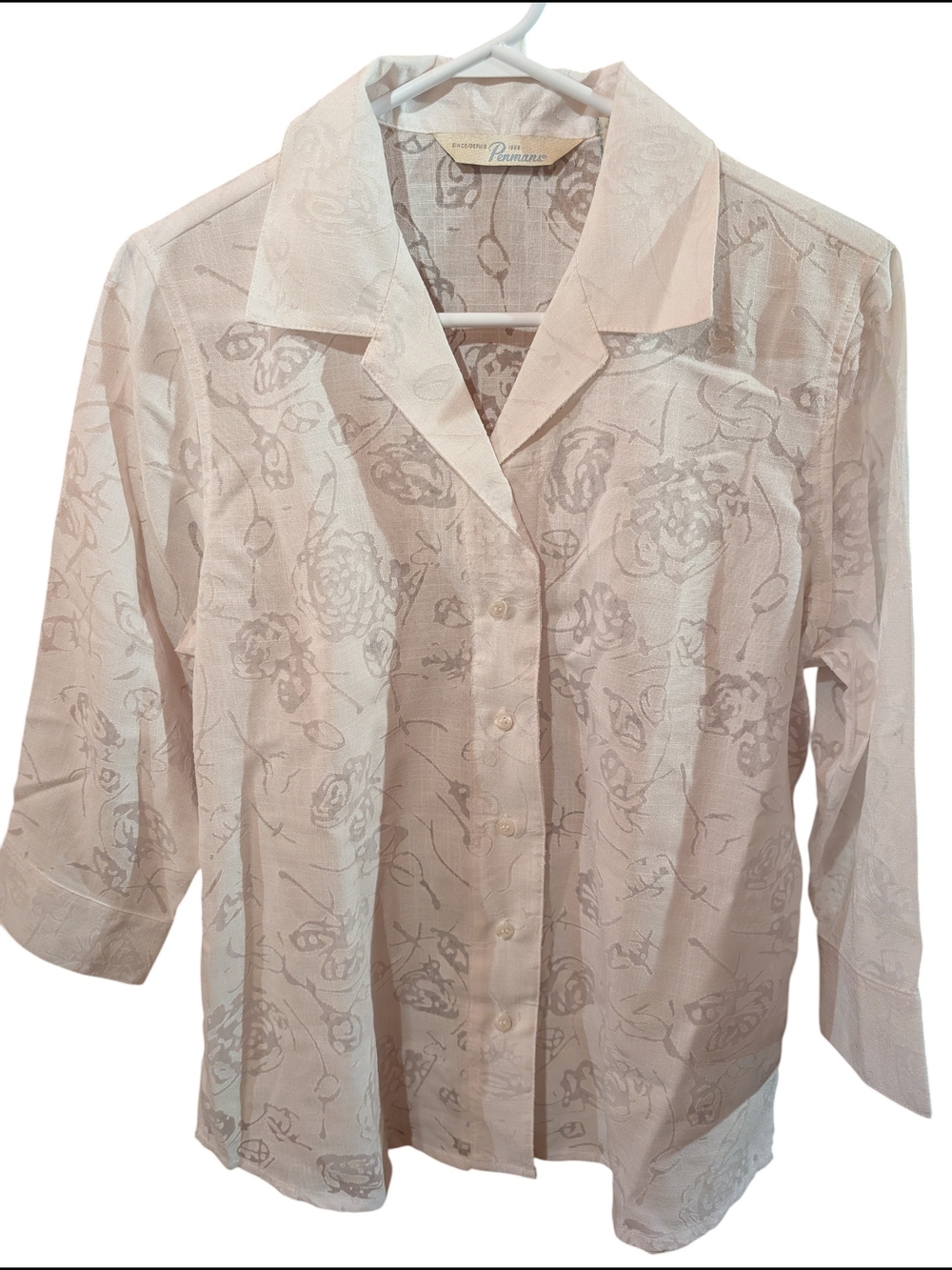 Petites White Floral Button-Front Women's Top